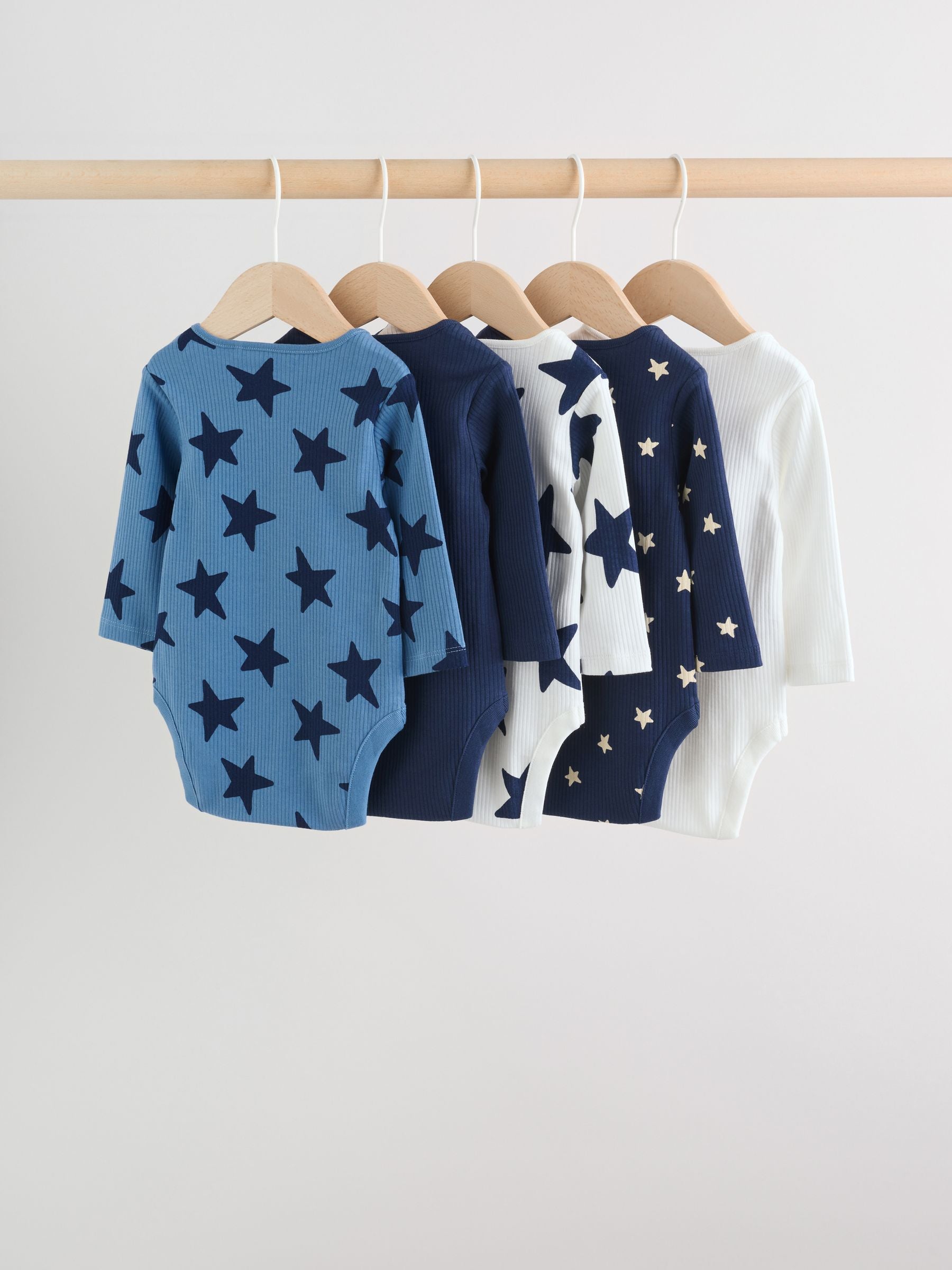 Navy Star Long Sleeve Bodysuits 5 Pack image 7