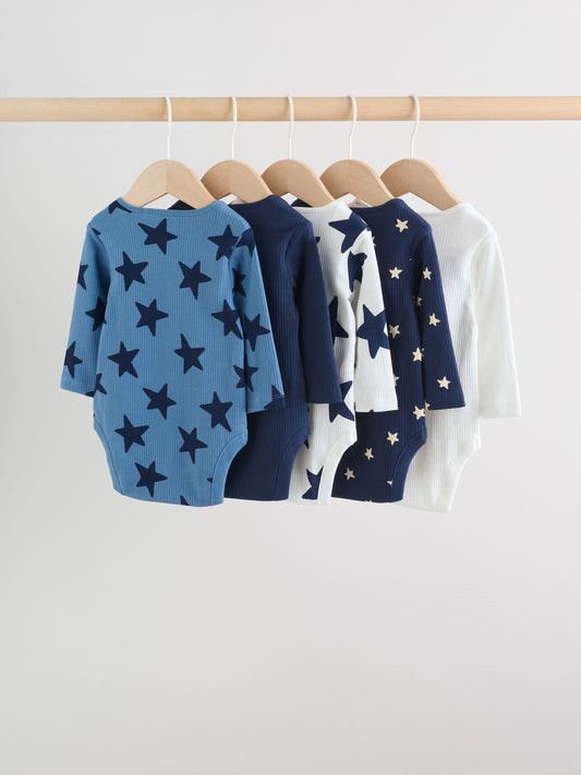 Dsiney Kidz - Navy Star Long Sleeve Bodysuits 5 Pack image 2