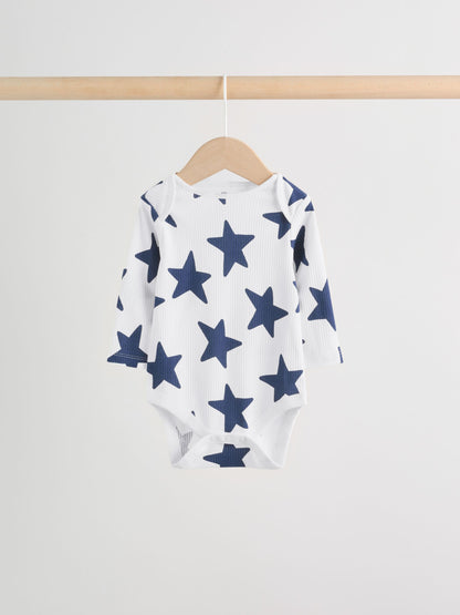 Navy Star Long Sleeve Bodysuits 5 Pack image 5