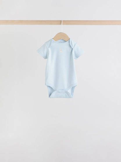 Blue 7 Pack Short Sleeve Baby Bear Bodysuit image 10
