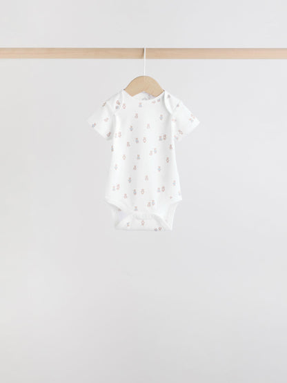 Blue 7 Pack Short Sleeve Baby Bear Bodysuit image 4