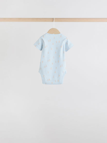 Blue 7 Pack Short Sleeve Baby Bear Bodysuit image 5