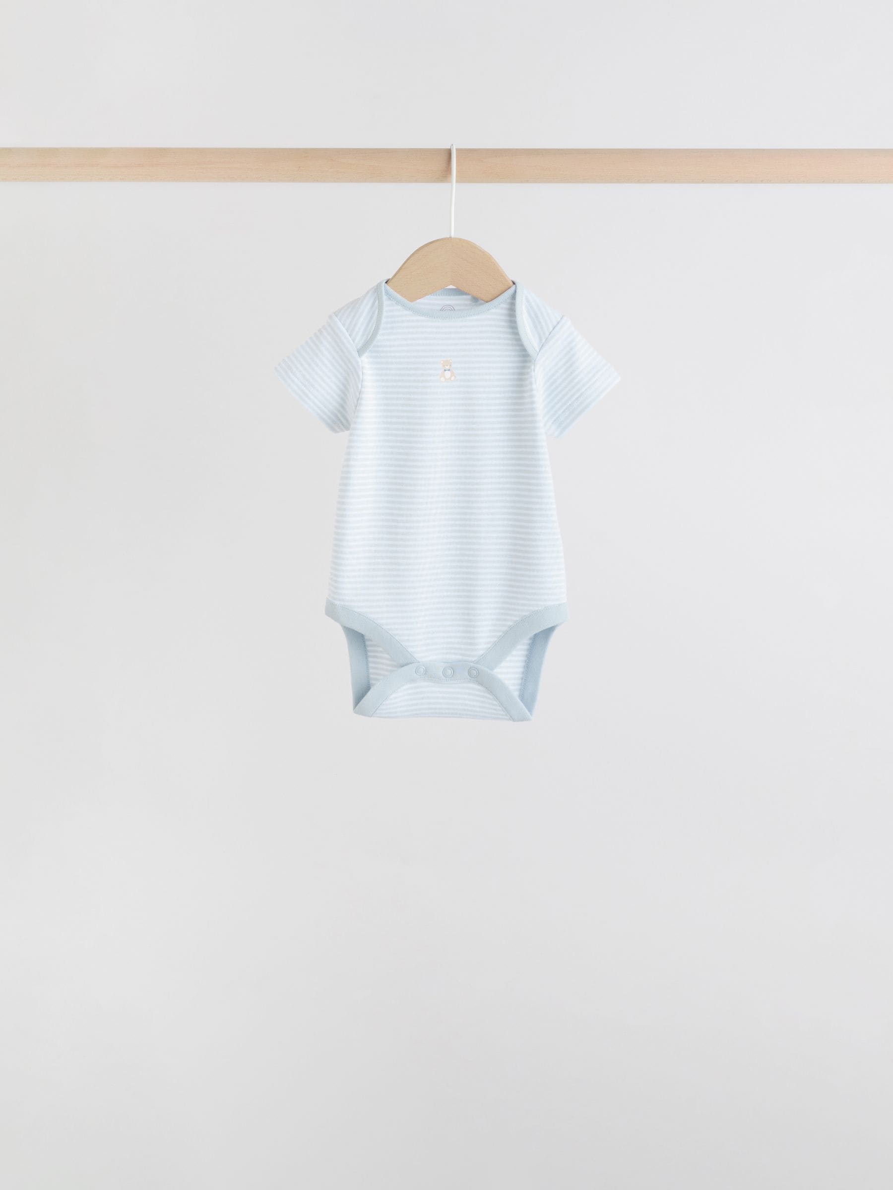 Blue 7 Pack Short Sleeve Baby Bear Bodysuit image 6