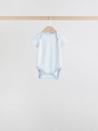 Blue 7 Pack Short Sleeve Baby Bear Bodysuit image 6