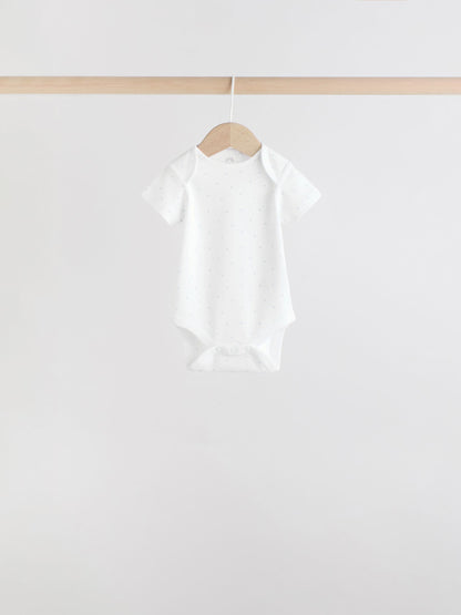 Blue 7 Pack Short Sleeve Baby Bear Bodysuit image 7