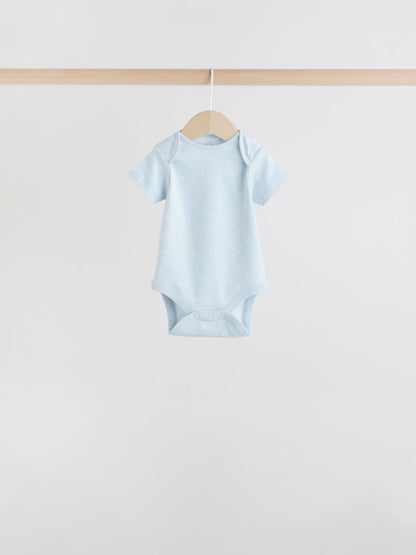 Blue 7 Pack Short Sleeve Baby Bear Bodysuit image 8