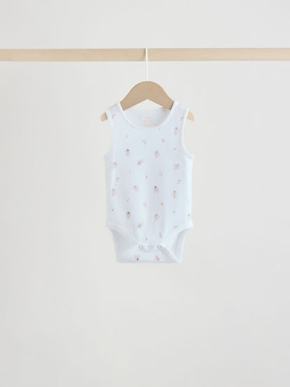 White/Pink 5 Pack Vest Baby Bodysuits image 9