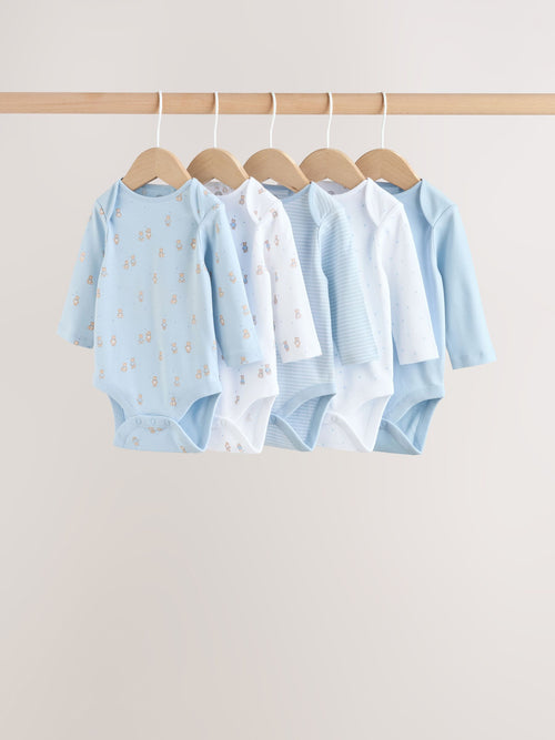 Dsiney Kidz - Blue 5 Pack Long Sleeved Baby Bear Bodysuit image 1