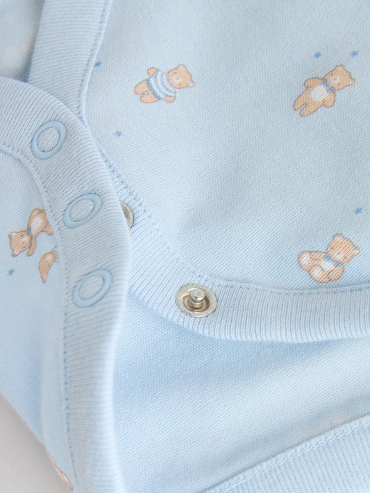 Blue 5 Pack Long Sleeved Baby Bear Bodysuit image 3