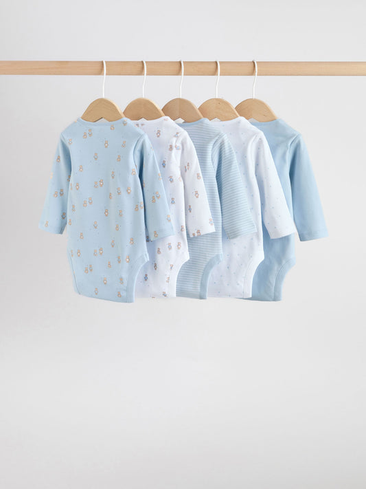 Dsiney Kidz - Blue 5 Pack Long Sleeved Baby Bear Bodysuit image 2