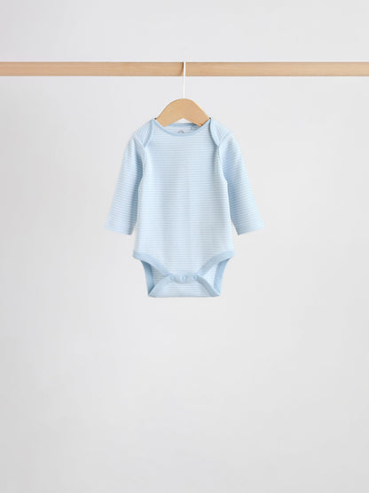 Blue 5 Pack Long Sleeved Baby Bear Bodysuit image 3