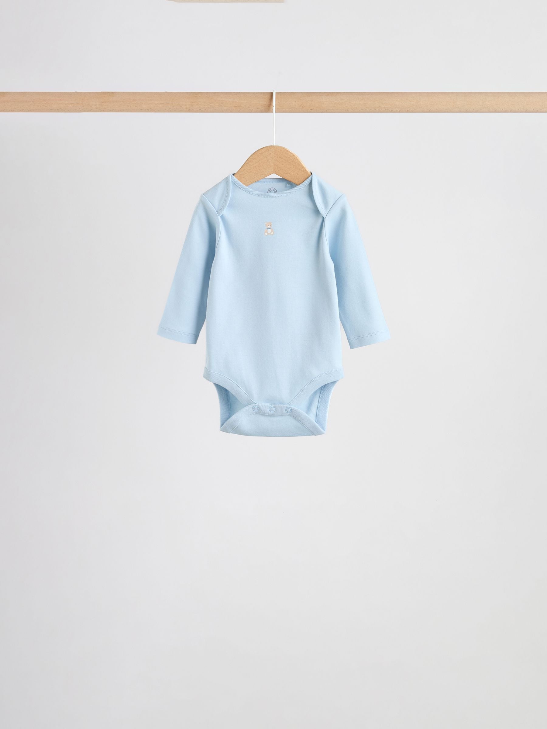 Blue 5 Pack Long Sleeved Baby Bear Bodysuit image 4