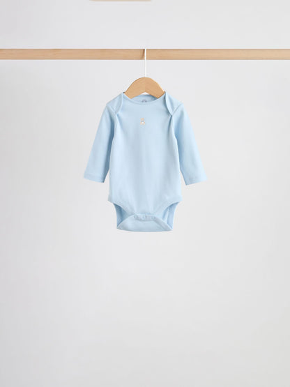 Blue 5 Pack Long Sleeved Baby Bear Bodysuit image 4