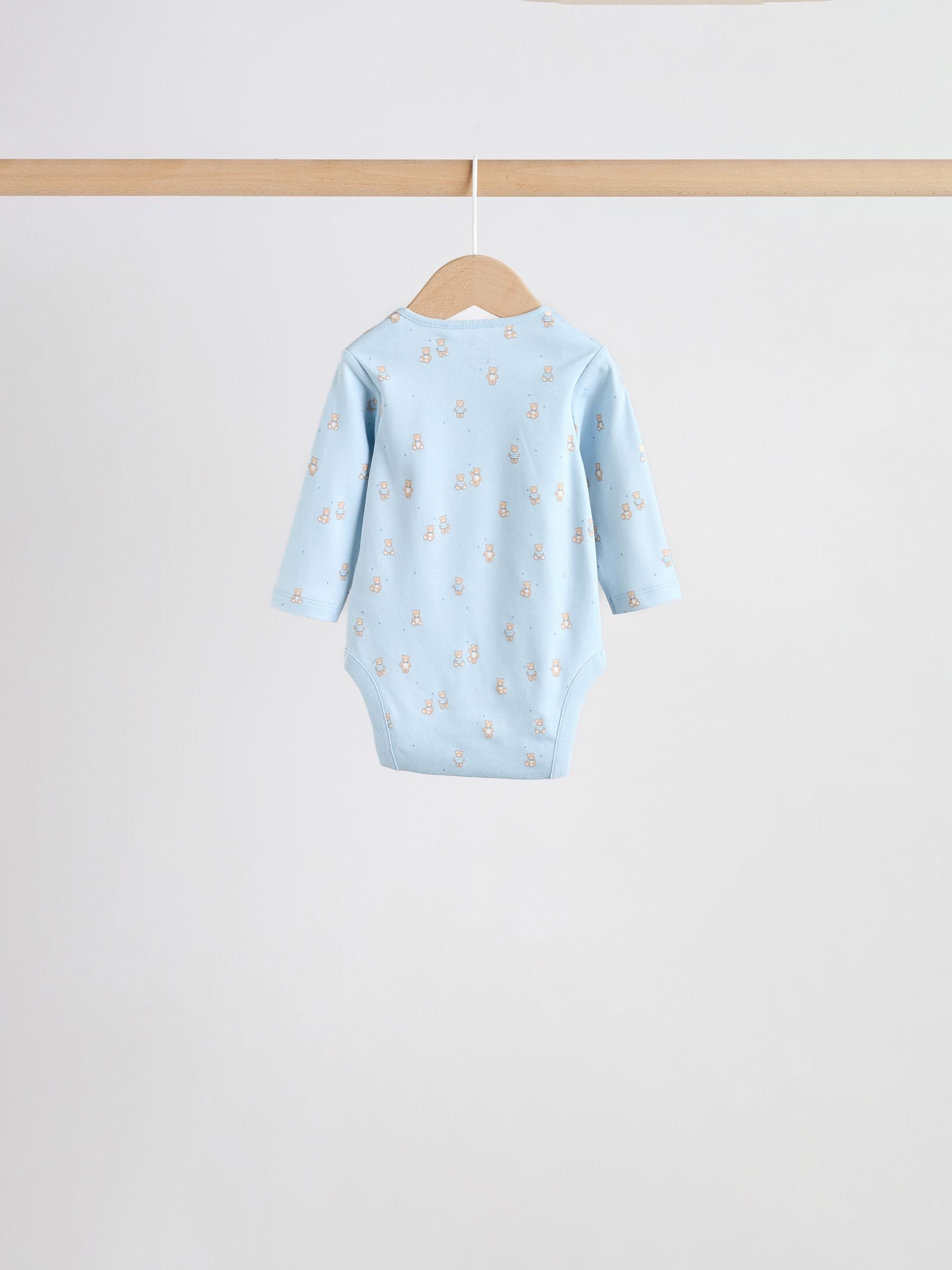 Blue 5 Pack Long Sleeved Baby Bear Bodysuit image 5