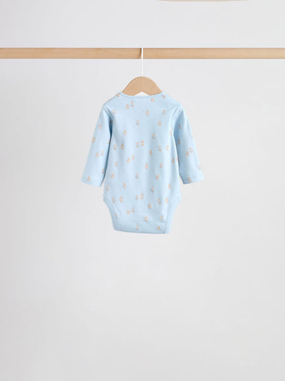 Blue 5 Pack Long Sleeved Baby Bear Bodysuit image 5
