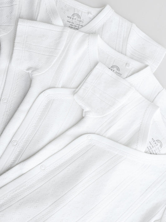 White Long Sleeve Baby Bodysuits 3 Pack image 3
