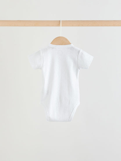 White Short Sleeve Baby Bodysuits 3 Pack image 5