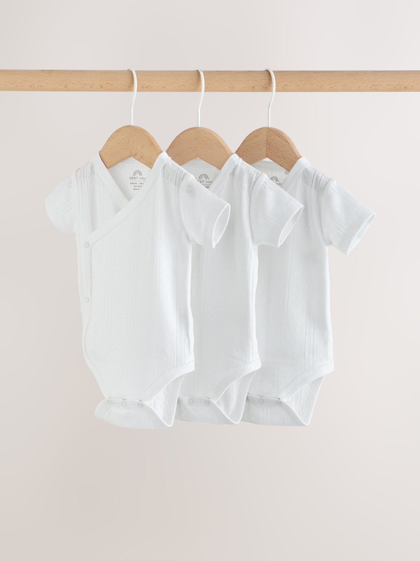 White Short Sleeve Baby Bodysuits 3 Pack image 1