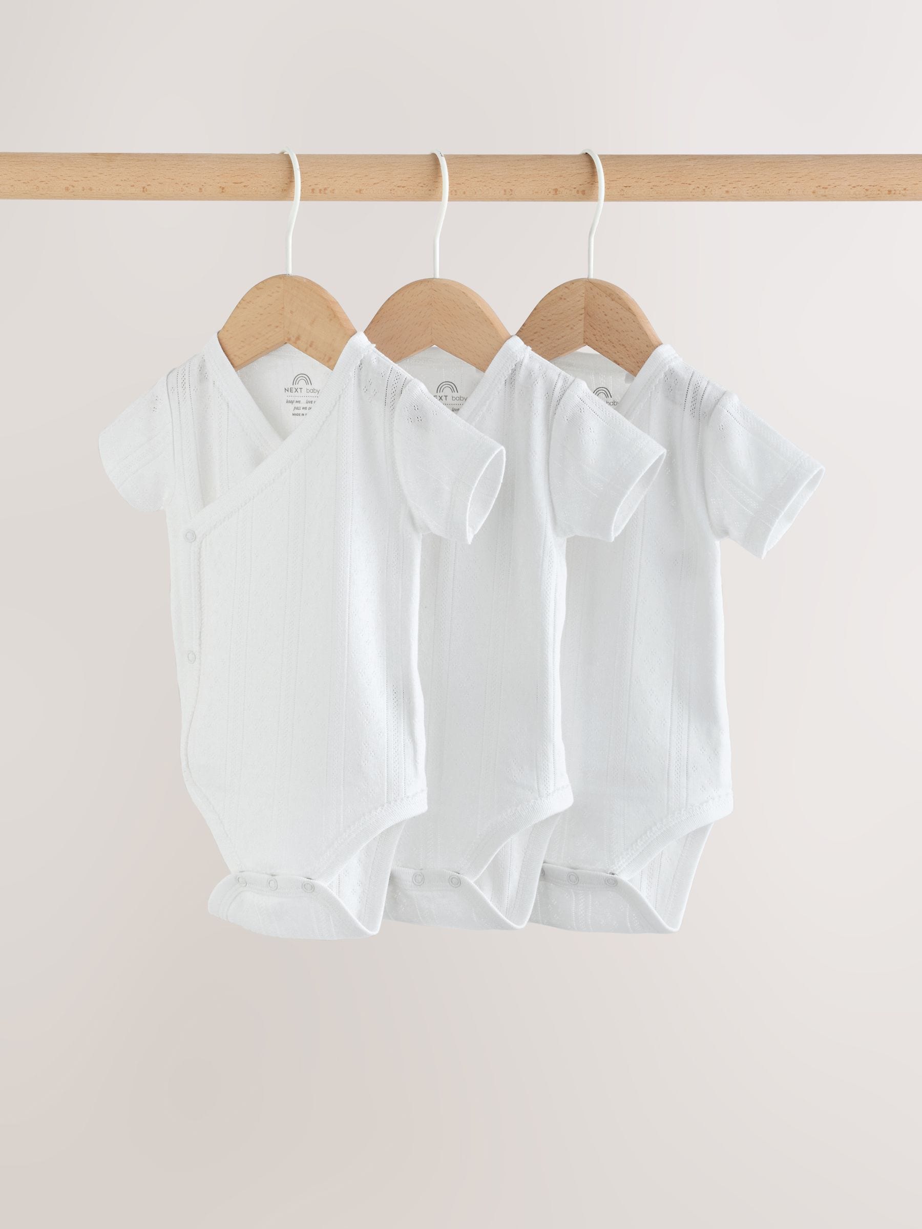 White Short Sleeve Baby Bodysuits 3 Pack image 1