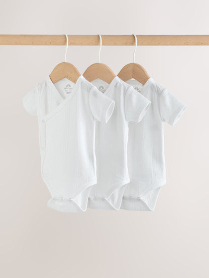 White Short Sleeve Baby Bodysuits 3 Pack image 1