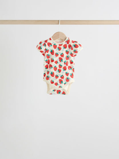 Blue Short Sleeve Baby Bodysuits 5 Pack image 3