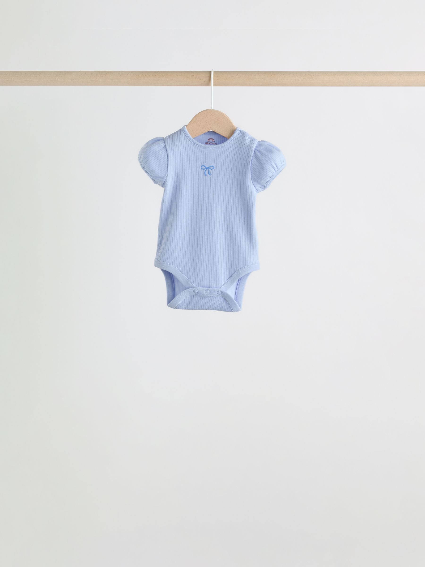 Blue Short Sleeve Baby Bodysuits 5 Pack image 4