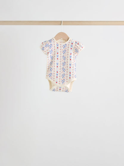 Blue Short Sleeve Baby Bodysuits 5 Pack image 5