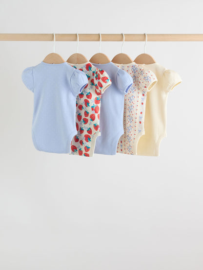 Blue Short Sleeve Baby Bodysuits 5 Pack image 7