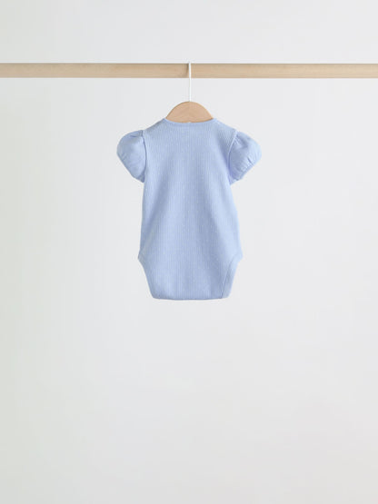 Blue Short Sleeve Baby Bodysuits 5 Pack image 8