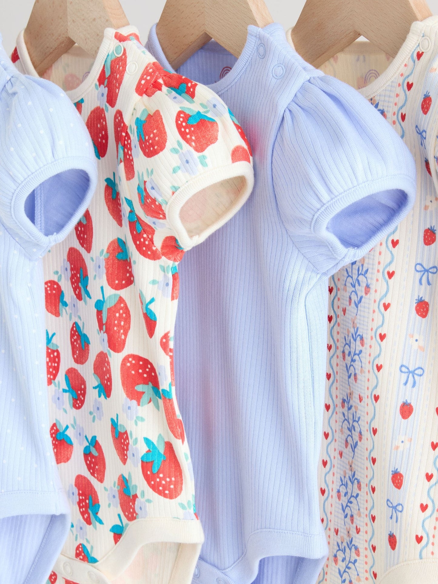 Blue Short Sleeve Baby Bodysuits 5 Pack image 9