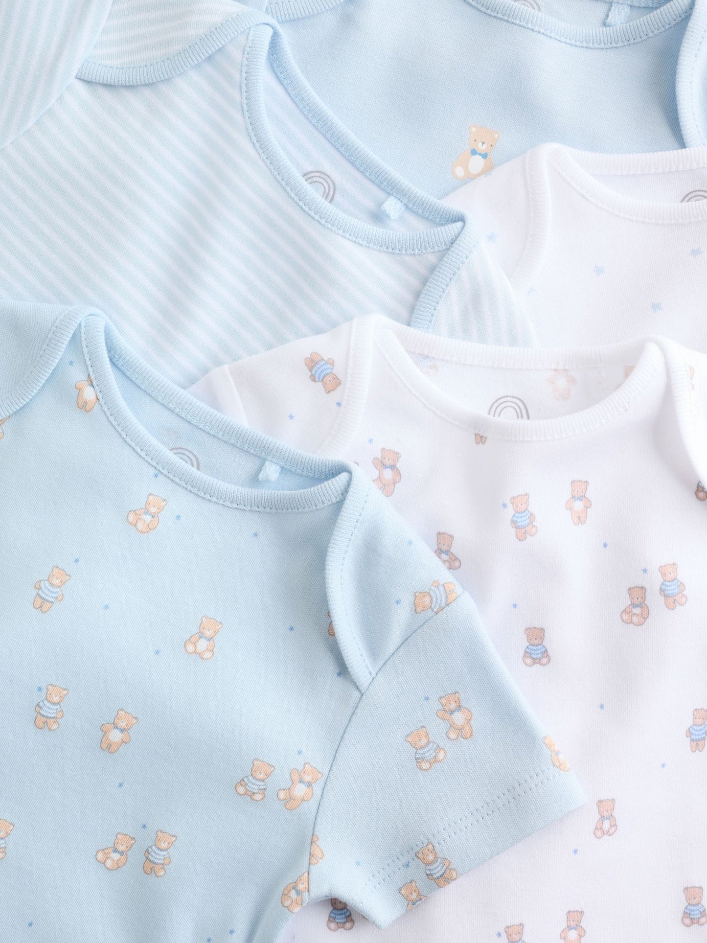 Blue 5 Pack Short Sleeve Baby Bear Bodysuit image 3