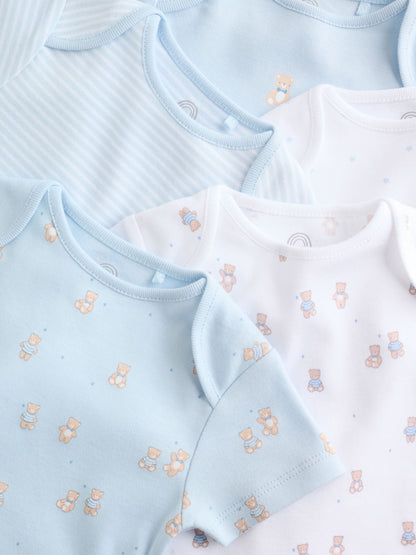 Blue 5 Pack Short Sleeve Baby Bear Bodysuit image 3