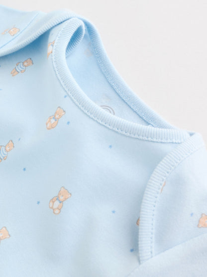 Blue 5 Pack Short Sleeve Baby Bear Bodysuit image 4