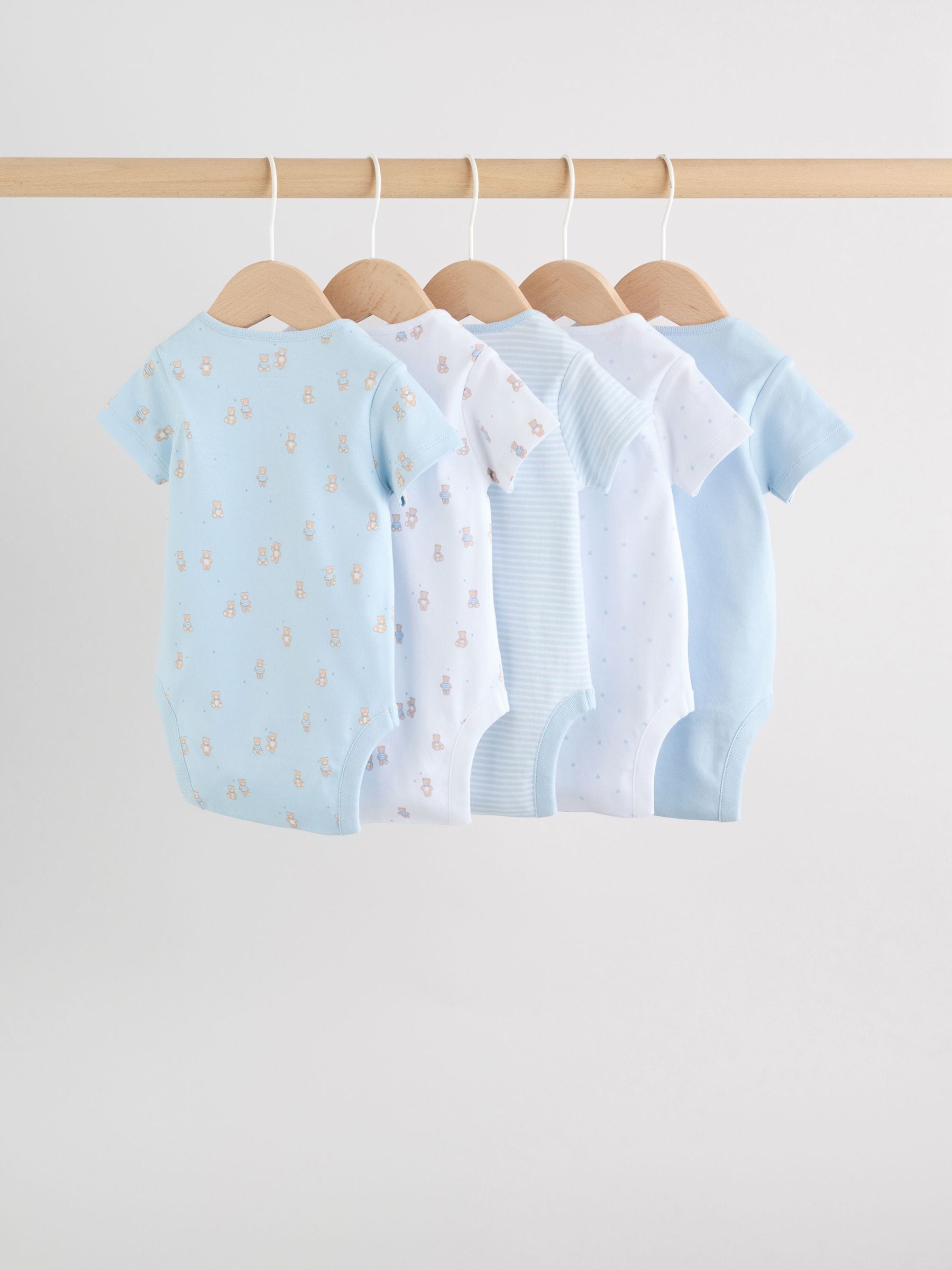 Blue 5 Pack Short Sleeve Baby Bear Bodysuit image 7