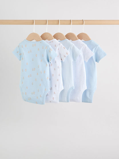Blue 5 Pack Short Sleeve Baby Bear Bodysuit image 7