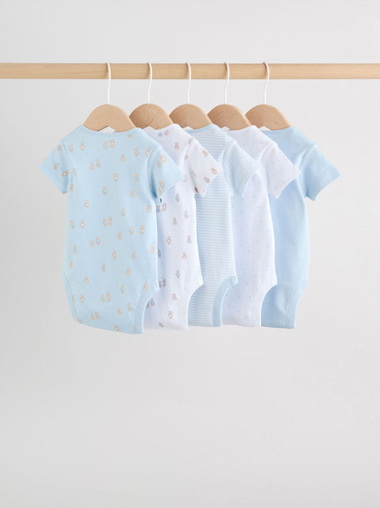 Dsiney Kidz - Blue 5 Pack Short Sleeve Baby Bear Bodysuit image 2