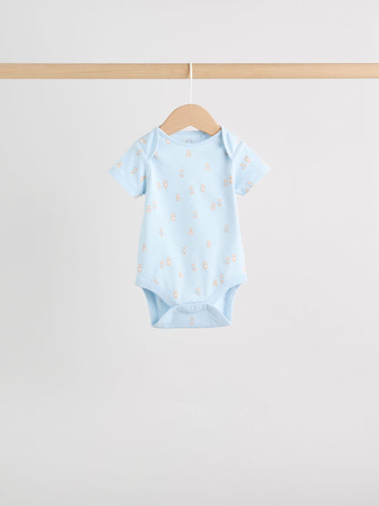 Blue 5 Pack Short Sleeve Baby Bear Bodysuit image 8
