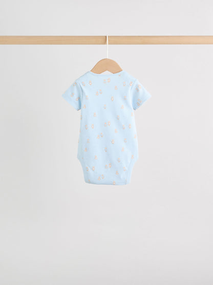 Blue 5 Pack Short Sleeve Baby Bear Bodysuit image 9
