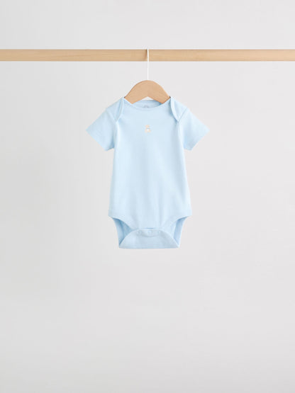 Blue 5 Pack Short Sleeve Baby Bear Bodysuit image 8