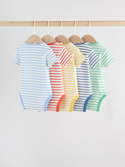 Bright Stripe Short Sleeve Baby Bodysuits 5 Pack image 8