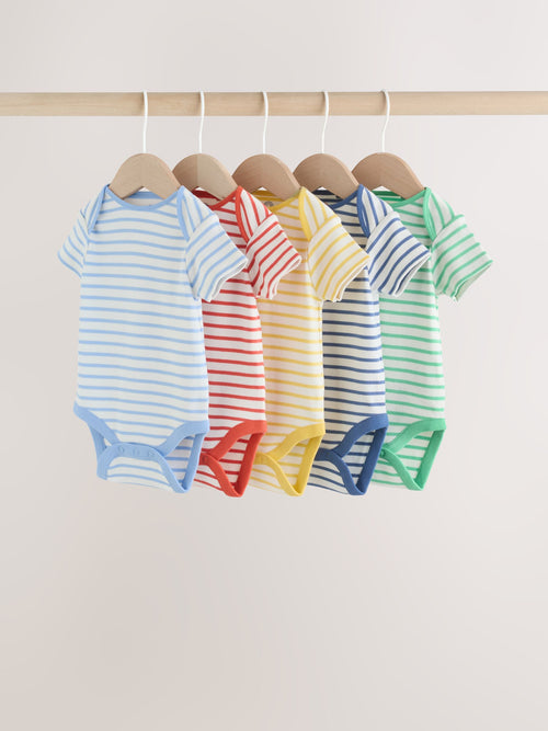Bright Stripe Short Sleeve Baby Bodysuits 5 Pack image 1