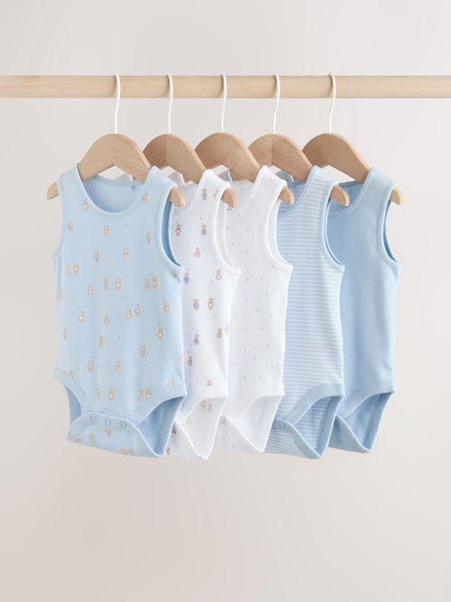 Dsiney Kidz - Blue 5 Pack Baby Bear Vest Bodysuits image 1