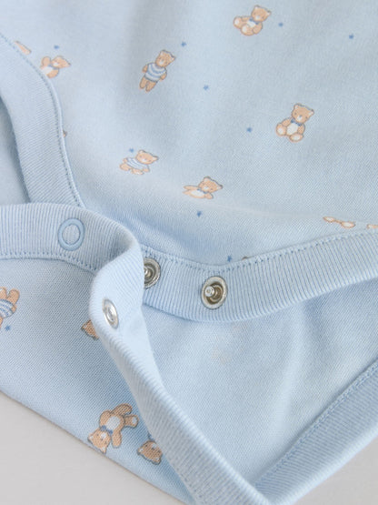 Blue 5 Pack Baby Bear Vest Bodysuits image 5