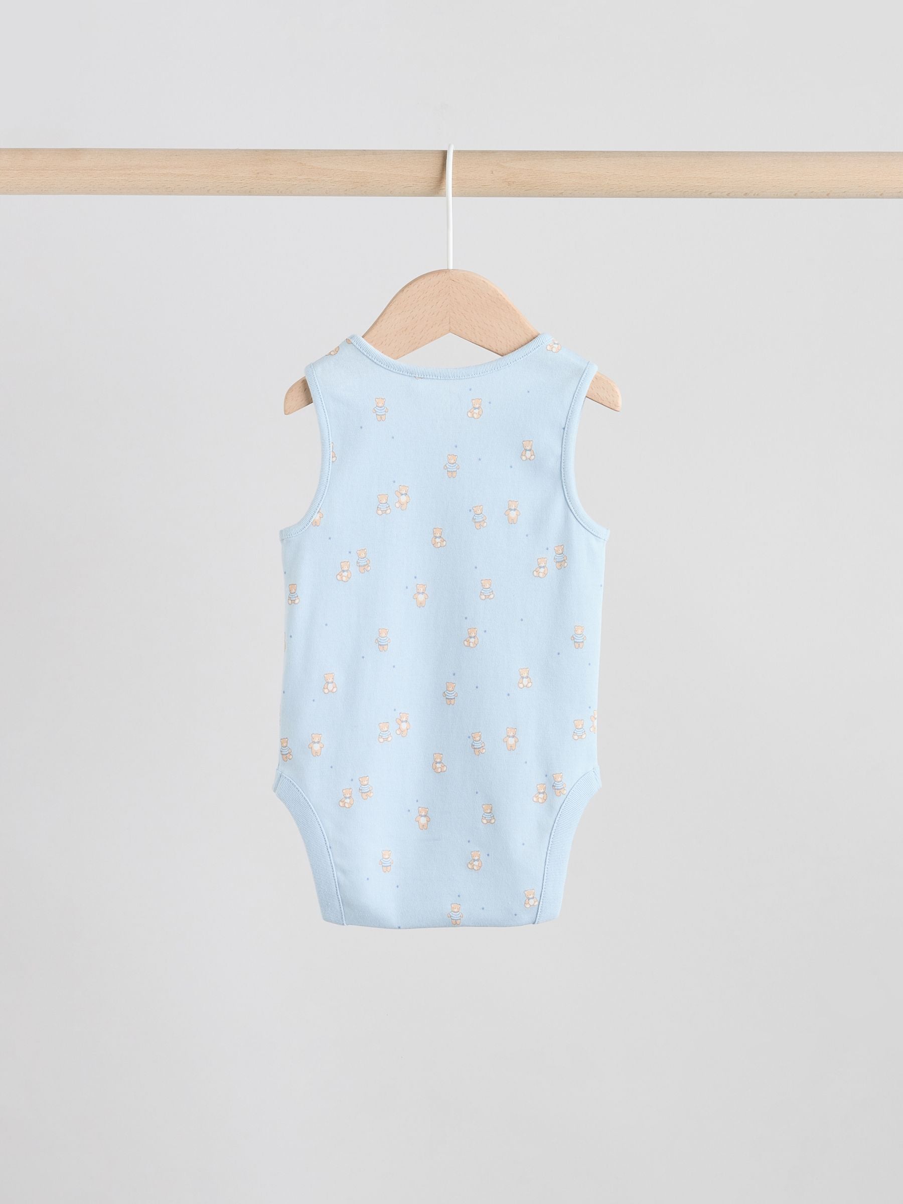 Blue 5 Pack Baby Bear Vest Bodysuits image 8
