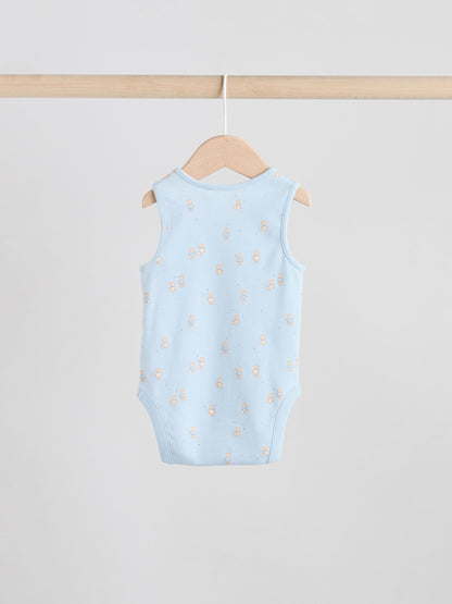 Blue 5 Pack Baby Bear Vest Bodysuits image 8