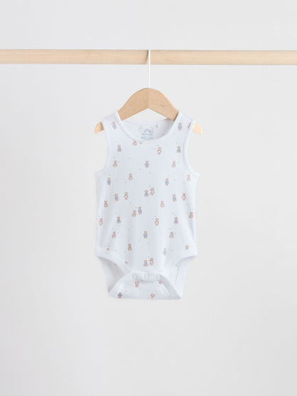 Blue 5 Pack Baby Bear Vest Bodysuits image 9