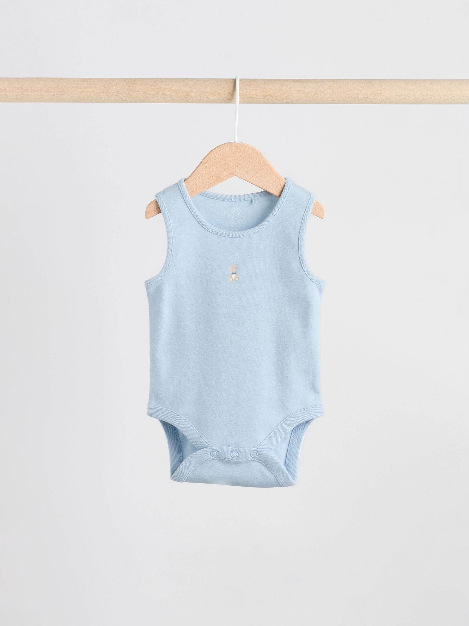 Blue 5 Pack Baby Bear Vest Bodysuits image 8