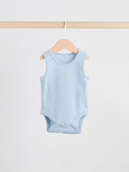 Blue 5 Pack Baby Bear Vest Bodysuits image 8