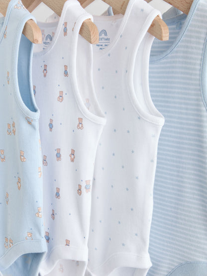 Blue 5 Pack Baby Bear Vest Bodysuits image 9