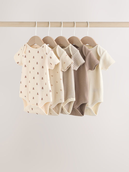 Dsiney Kidz - Brown Bear Short Sleeve Baby Bodysuits 5 Pack image 1